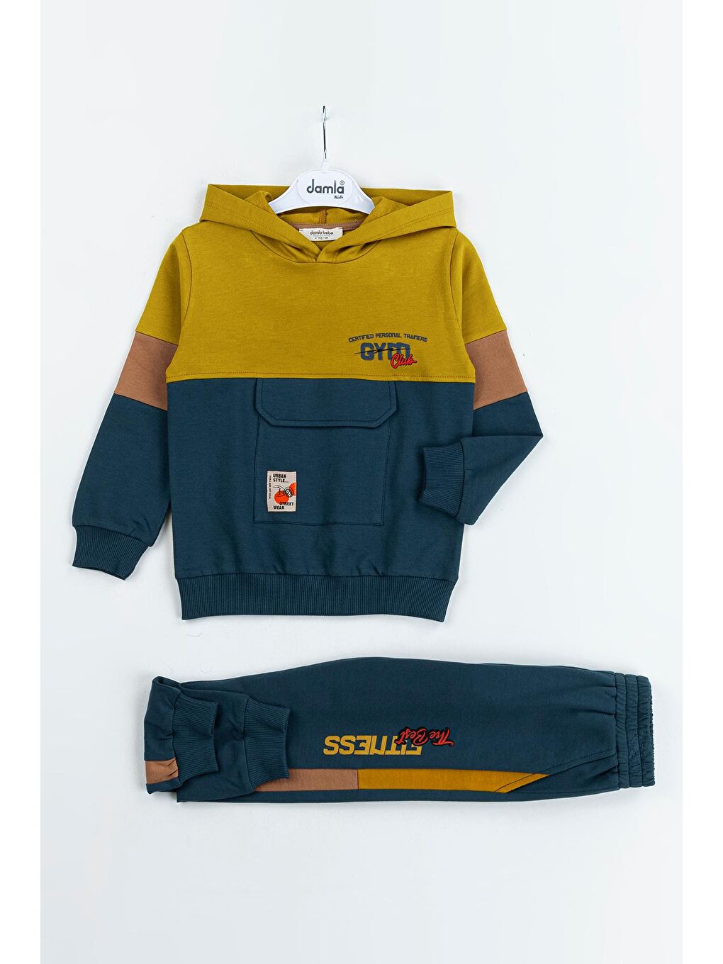 Lacivert Gym Club Baskılı Kapüşonlu Erkek Çocuk Eşofman Takımı 16787