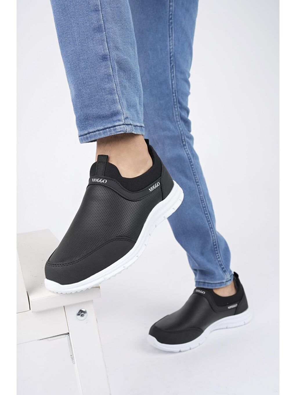 Siyah Muggo Hulk Unisex Ortopedik Bağcıksız Hafif Yürüyüş Sneaker Spor Ayakkabı-4