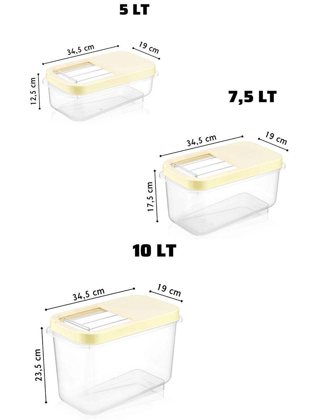 Nandy Home Karışık 9'Lu Set Etiketli ve Kürekli Kırılmaz Multibox Erzak Saklama Kabı x3 5 Lt/7,5 Lt/10 Lt - 2