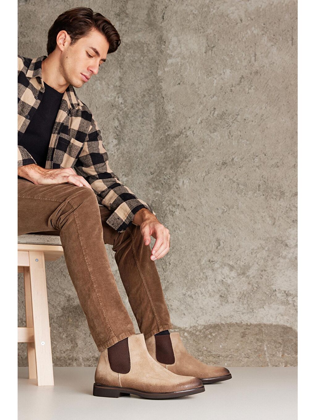 Bej Erkek Hakiki Deri Bot 1231001 1209 2 Kum-1