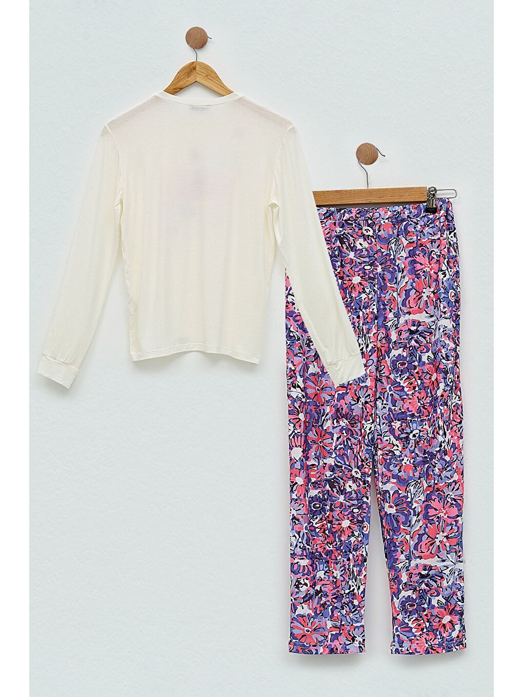 4'Lü You Çicek Baskılı Lila Pijama Takım-2