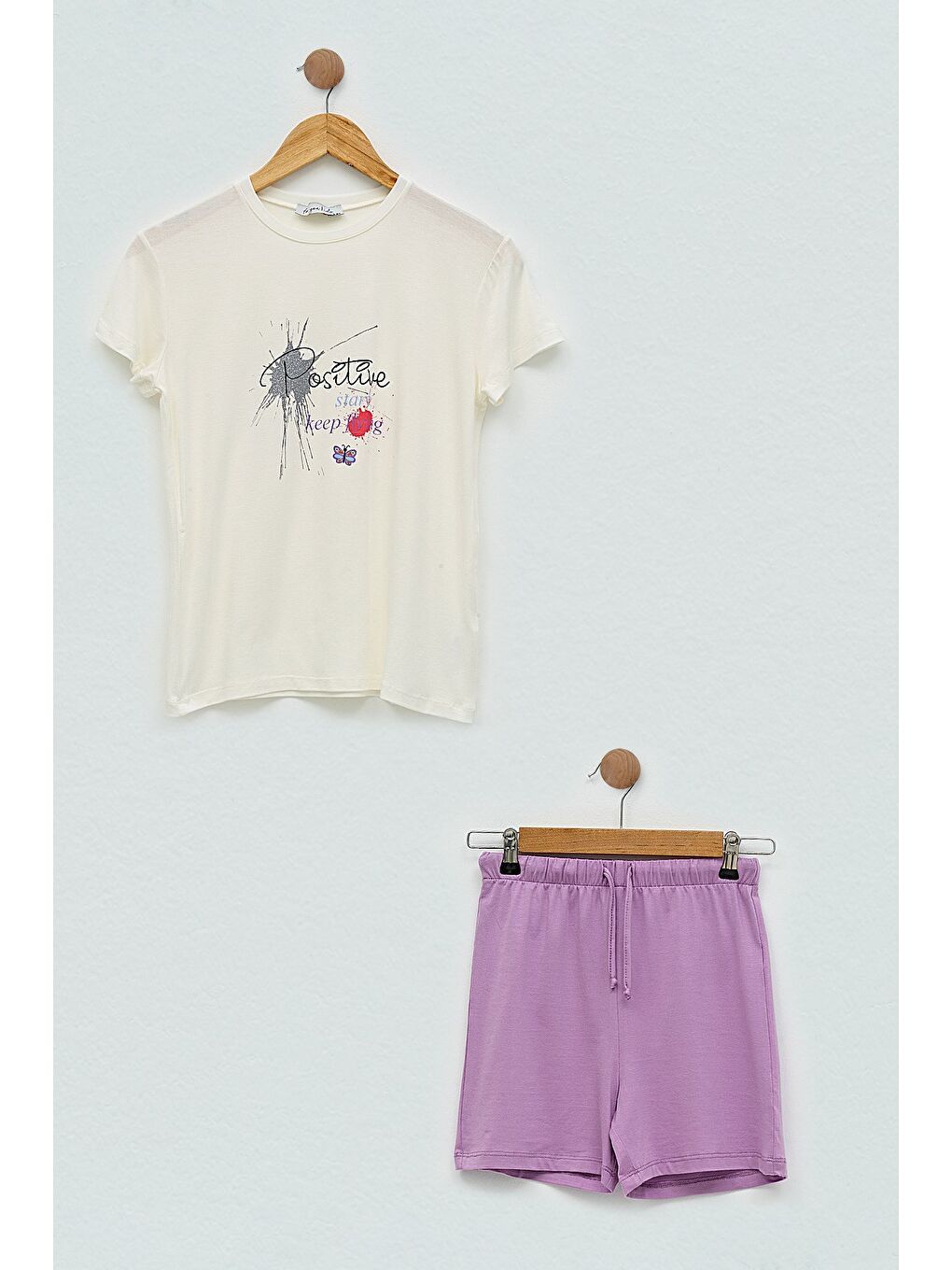 4'Lü You Çicek Baskılı Lila Pijama Takım-3