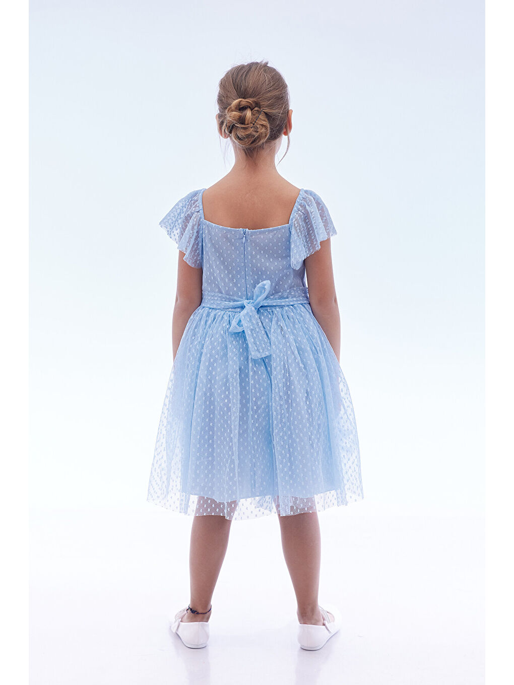 Mavi Kız Çocuk Kare Yaka Trend Tül Elbise AK2242-4