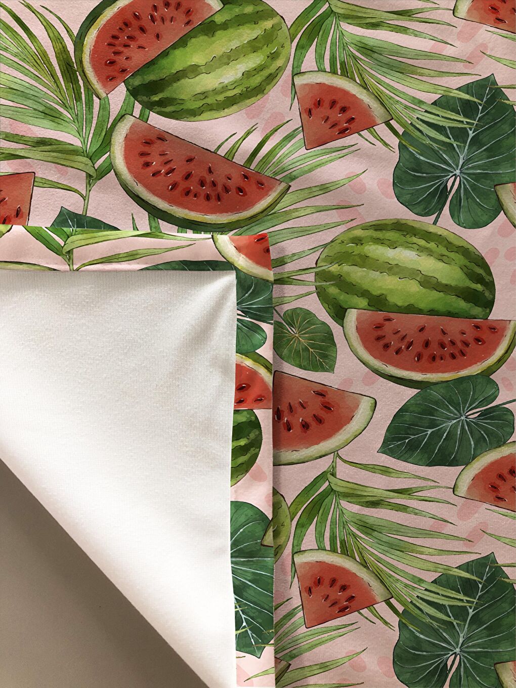 Karışık Karpuz Desenli Masa Örtüsü Beyaz 140x140 cm-1