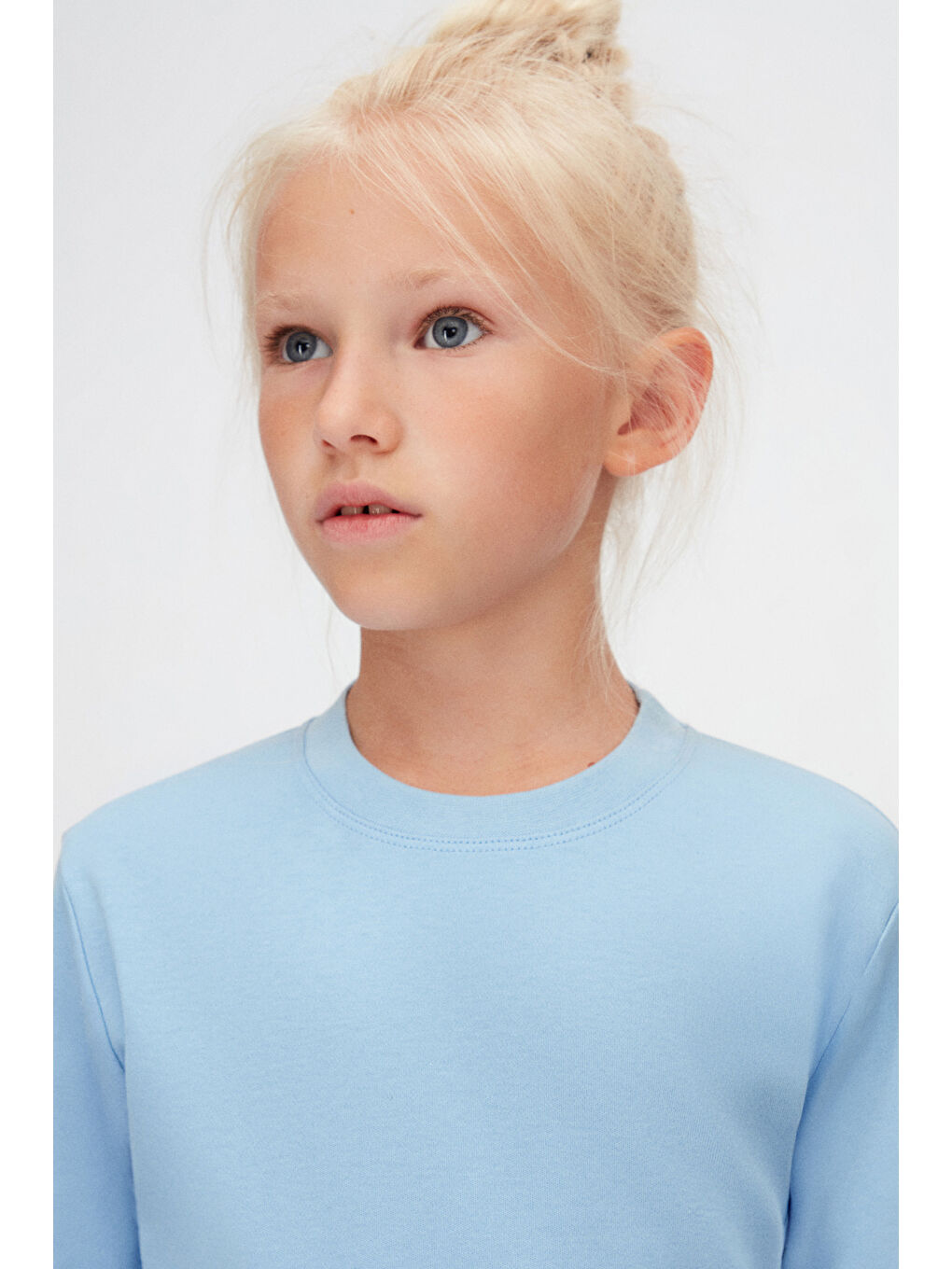 Koyu Mavi Unısex Kışlık Sıfır Yaka Uzun Kol Tişört-2