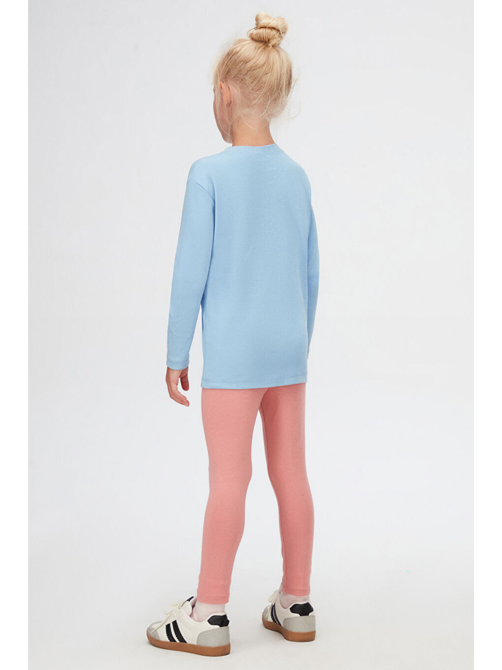 Koyu Mavi Unısex Kışlık Sıfır Yaka Uzun Kol Tişört-3