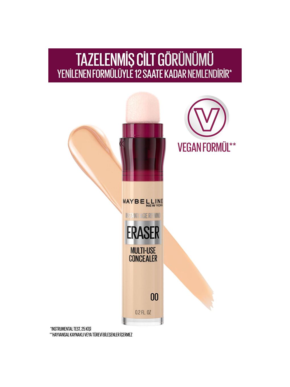 MAYBELLINE NEWYORK Nude Instant Anti Age Eraser Kapatıcı, 00 Ivory, 6.8 ml