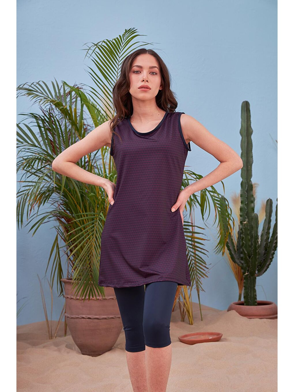 Lacivert Sıfır Kol Yarı Kapalı Mayo 720-130