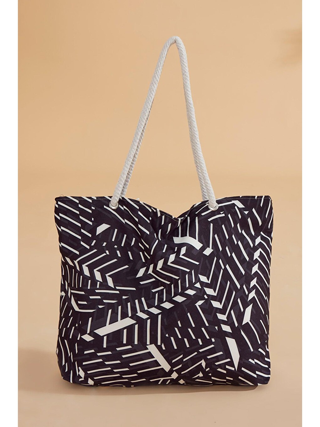 Siyah Kombinli Plaj Çantası C2326-3