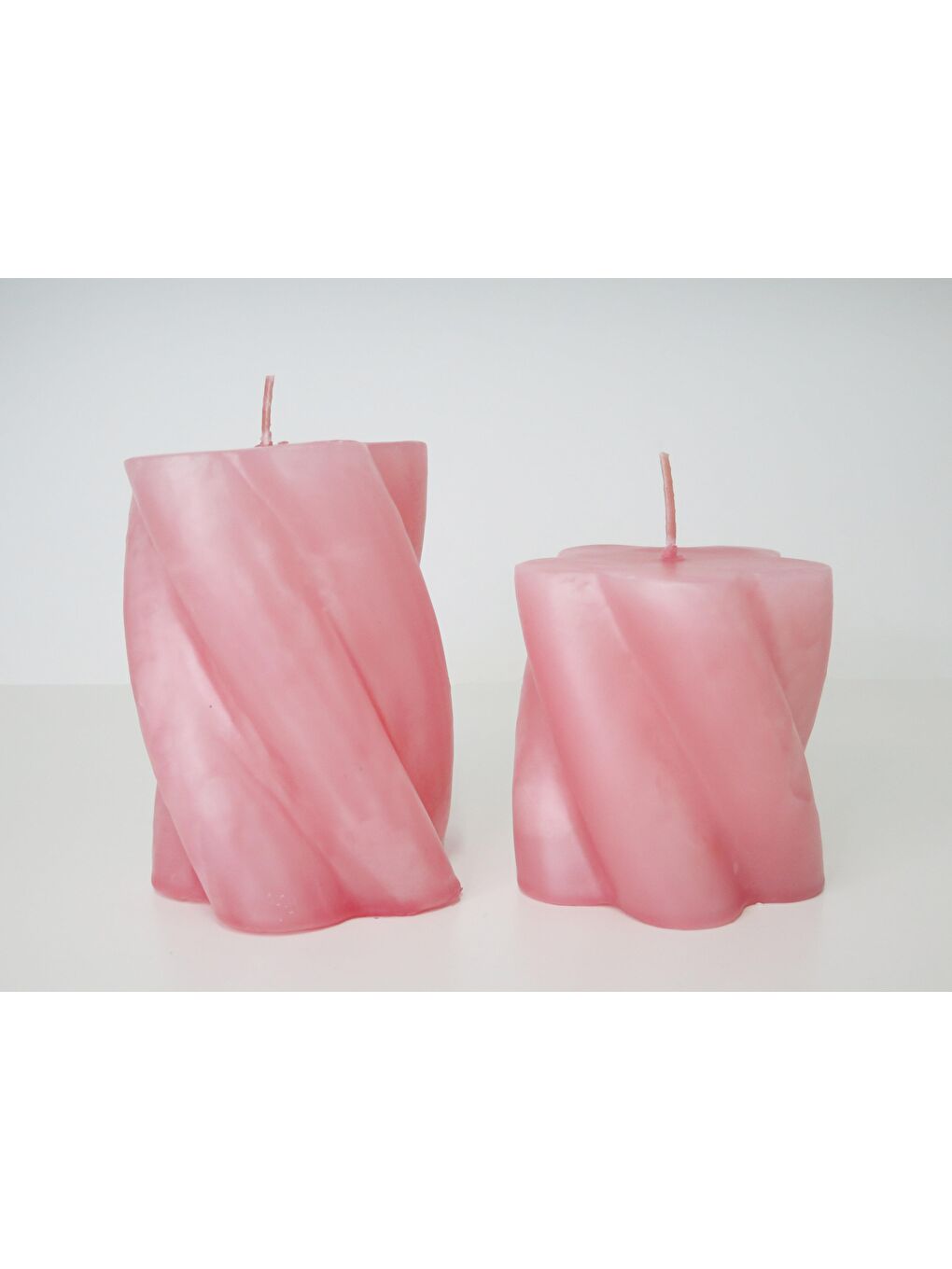 2li Pembe Burgulu Silindir Mum Seti