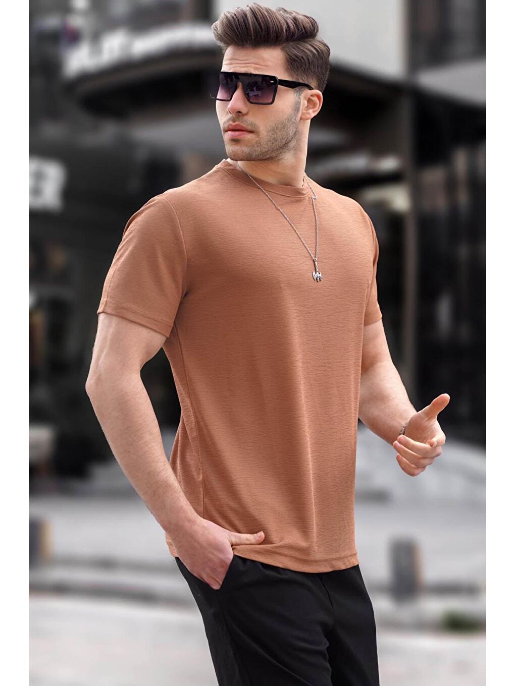 Kahverengi Regular Fit Basic Erkek Tişört 6069