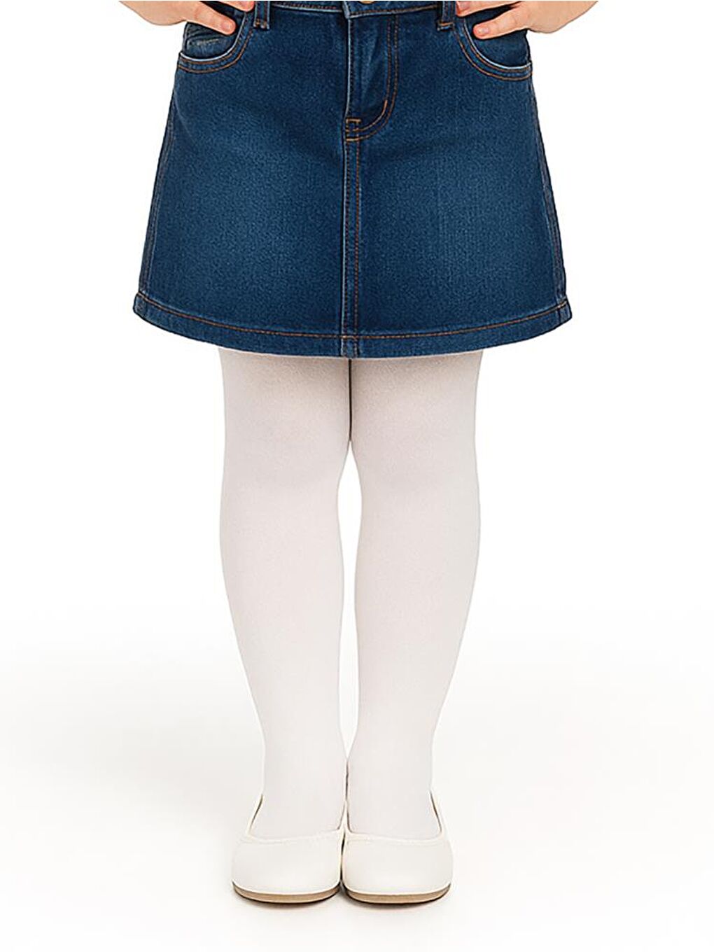 Girls Düz Desenli 3-11 Yaş Çocuk Kız Külotlu Çorap - Ekru 3-4 Yaş-1