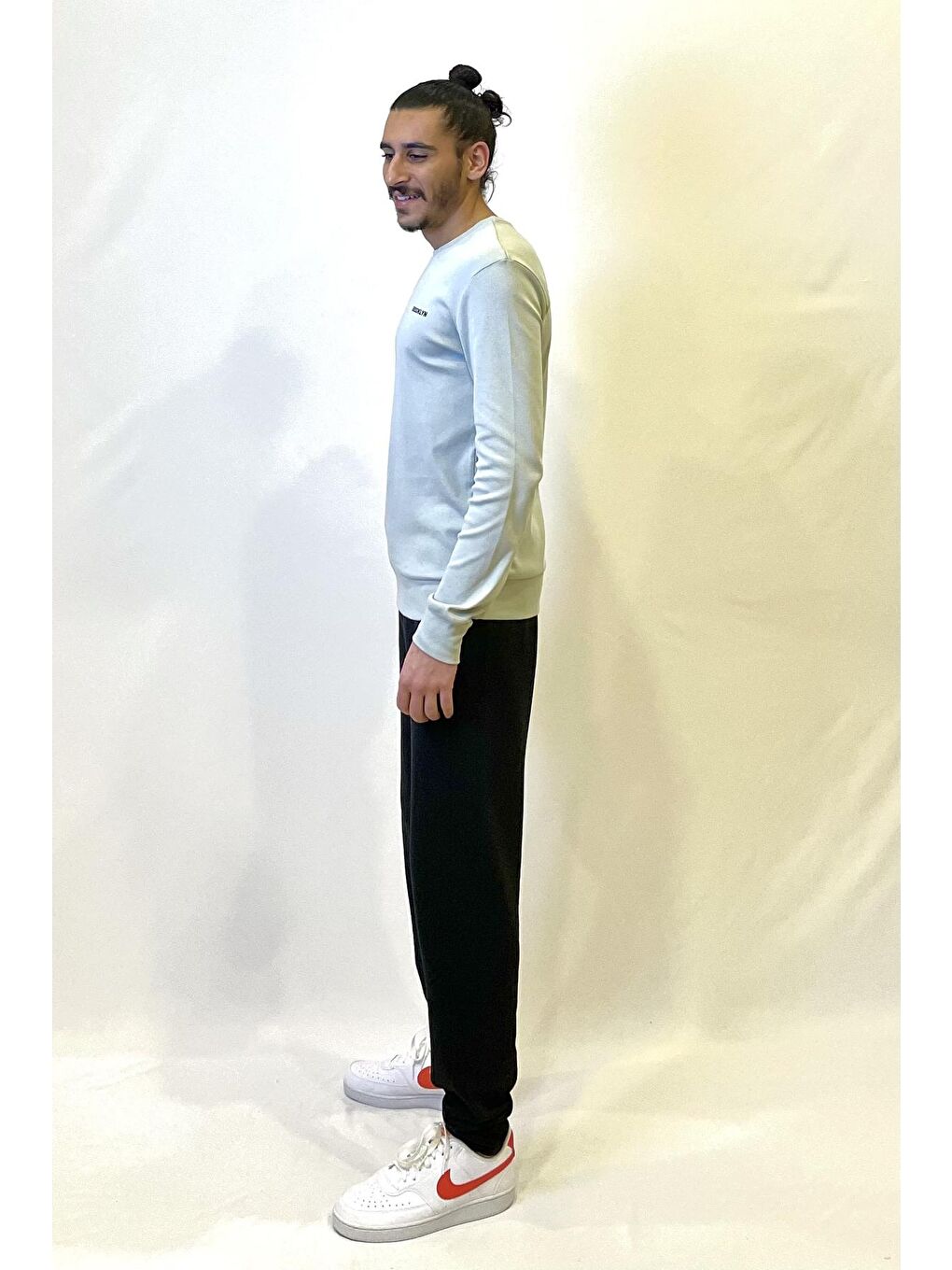 Turkuaz Bisiklet Yaka Uzun Kollu Dar Kalıp İnce Erkek Sweatshirt SPR2019K18