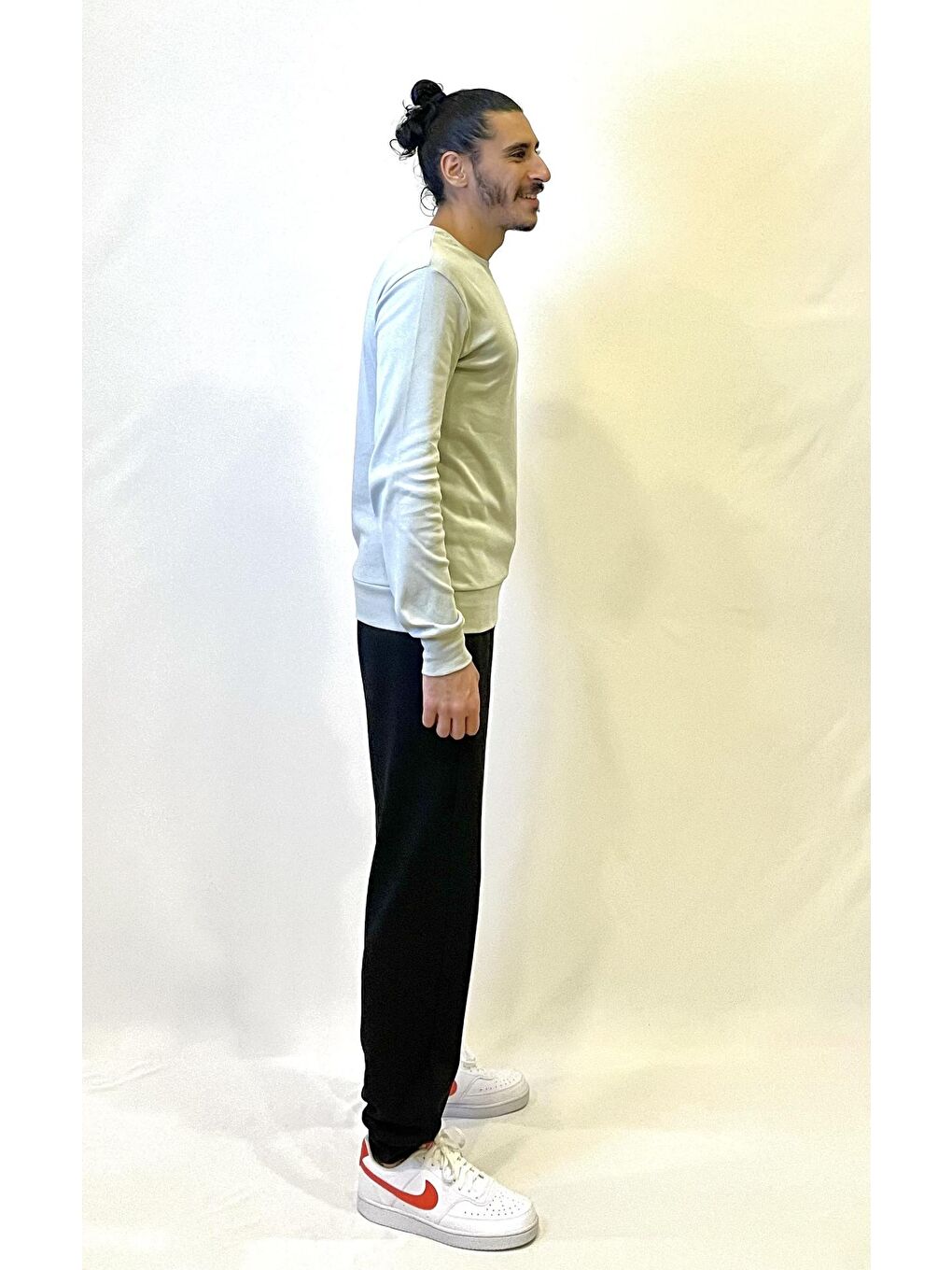 Turkuaz Bisiklet Yaka Uzun Kollu Dar Kalıp İnce Erkek Sweatshirt SPR2019K18-2