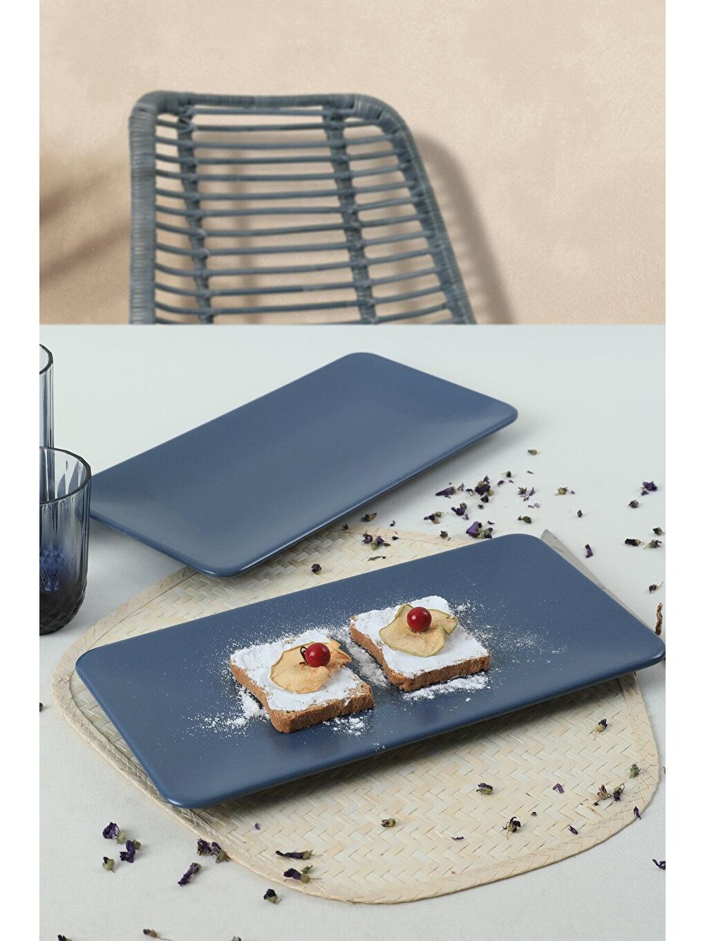 Keramika Mat Mavi Siera Kayık Tabak 33 Cm 2 Adet
