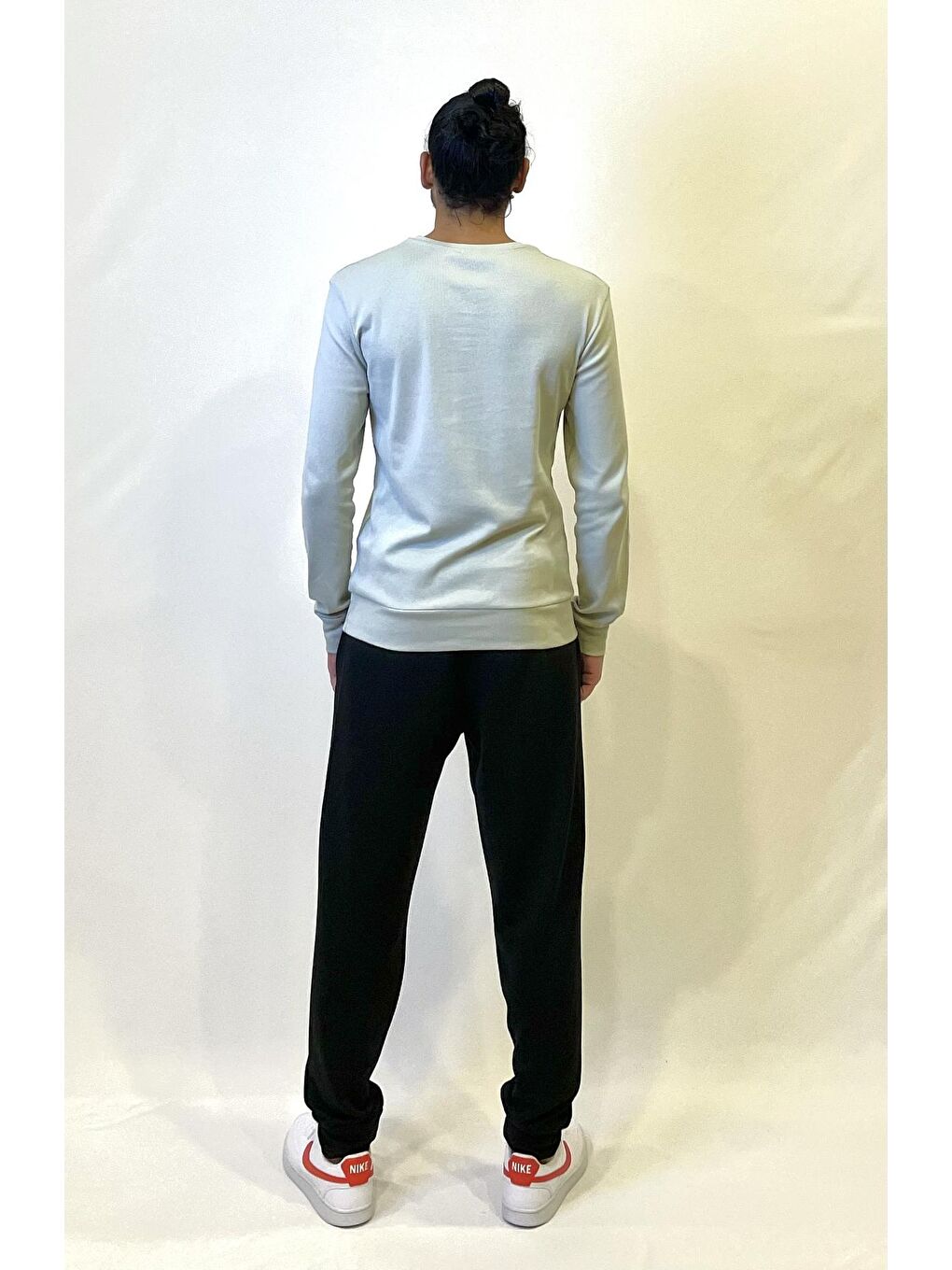 Turkuaz Bisiklet Yaka Uzun Kollu Dar Kalıp İnce Erkek Sweatshirt SPR2019K18-3