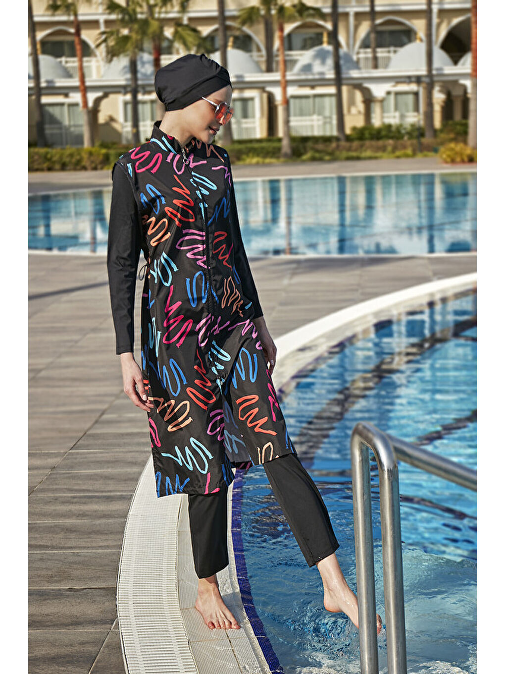 Siyah Tam Kapalı Mayo R4402 Neon-3