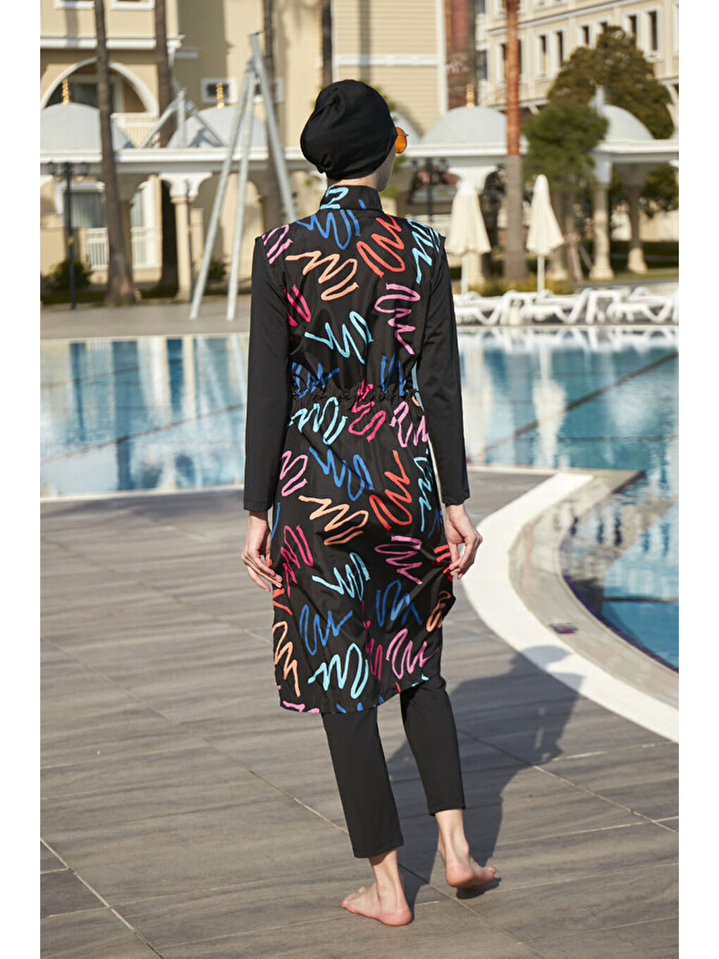 Siyah Tam Kapalı Mayo R4402 Neon-4