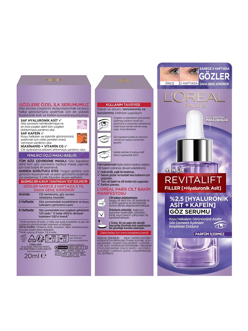 L'Oreal Paris Şeffaf Revitalift Filler Aydınlatıcı Göz Serumu (20 ml) - 1