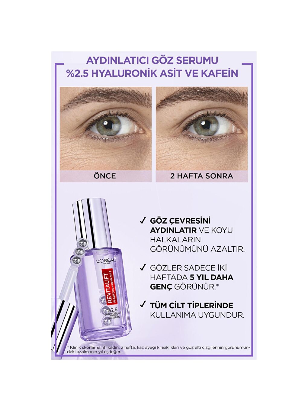 L'Oreal Paris Şeffaf Revitalift Filler Aydınlatıcı Göz Serumu (20 ml) - 3