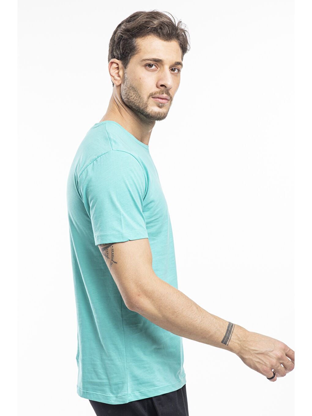 SANDER Erkek %100 Pamuk Tişört Koyu Yeşil-1