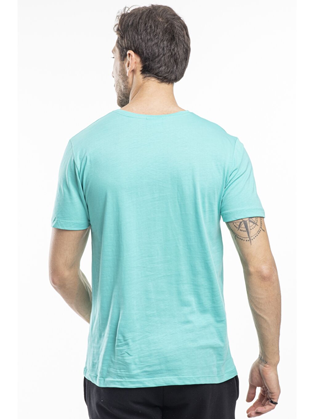 SANDER Erkek %100 Pamuk Tişört Koyu Yeşil-2