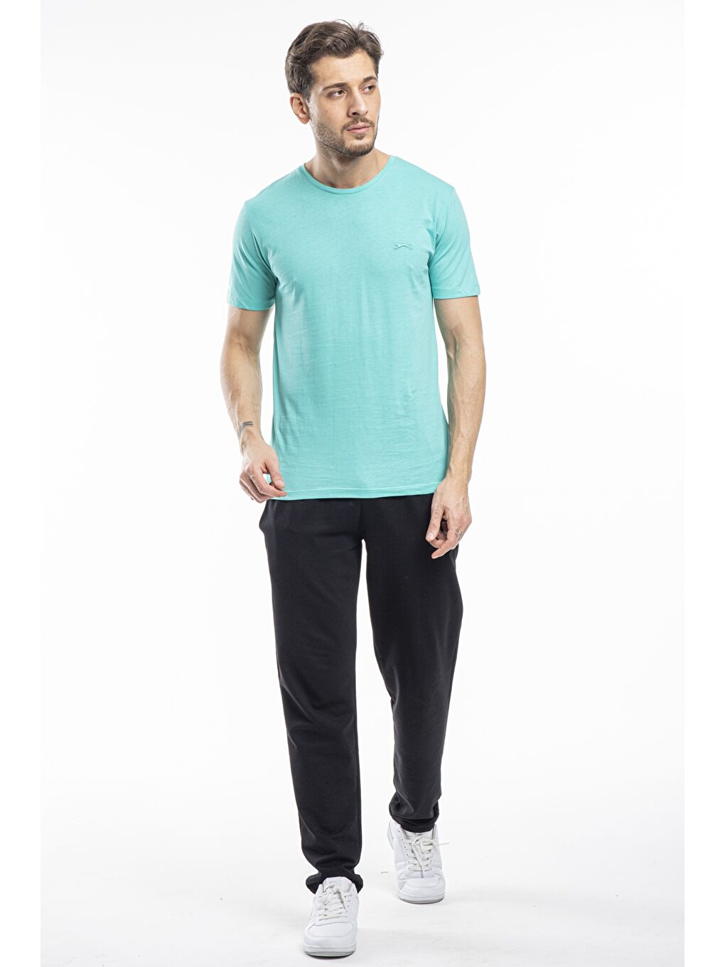 SANDER Erkek %100 Pamuk Tişört Koyu Yeşil-4