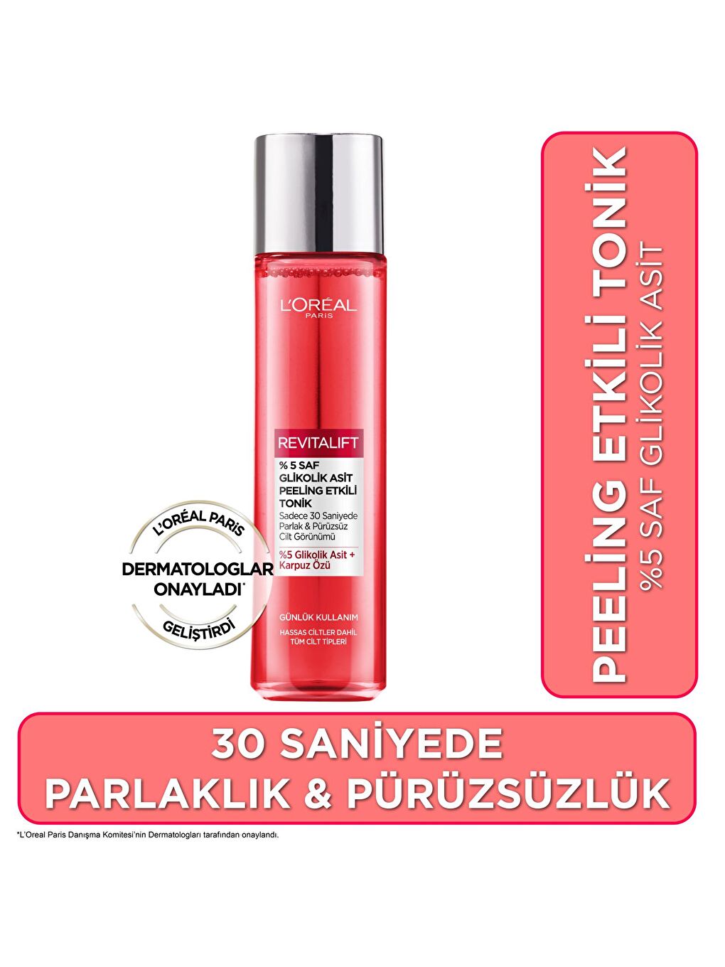 L'Oreal Paris Şeffaf Revitalift %5 Saf Glikolik Asit Peeling Etkili Tonik 180ml