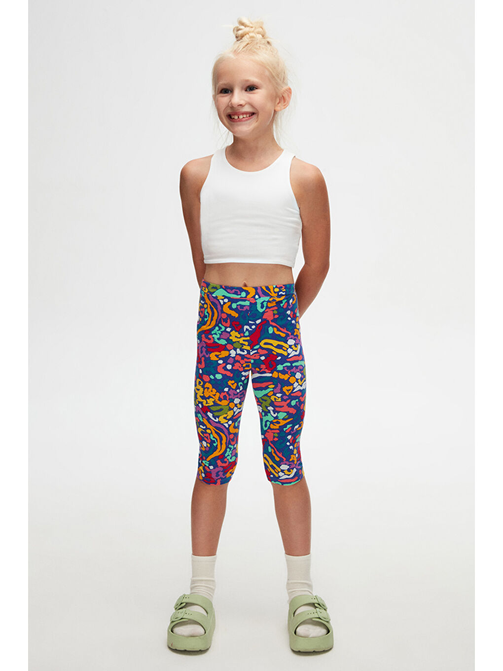 Karışık Kız Çocuk Abstract Leopard Desen Kapri