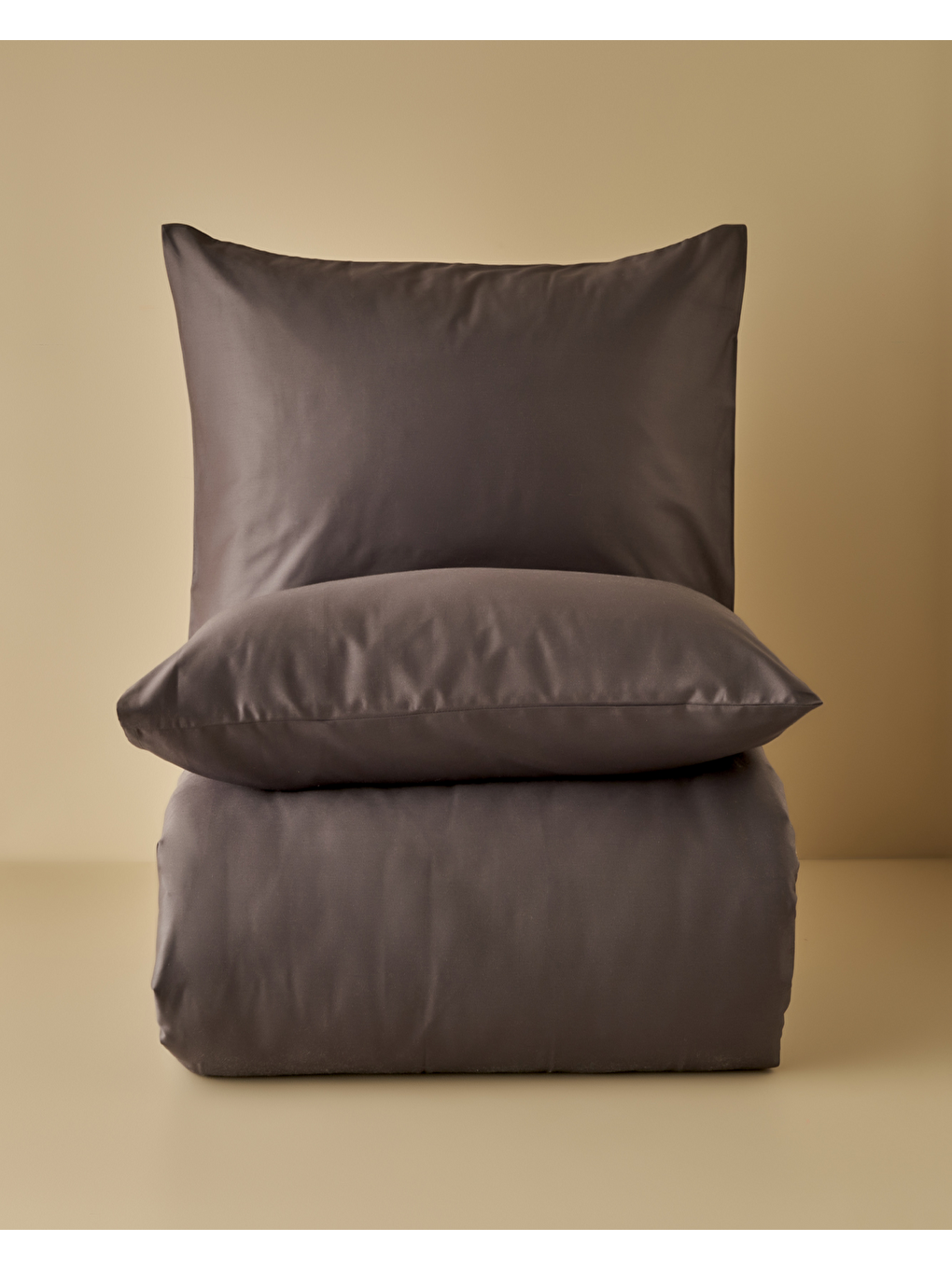%100 Pamuk Saten Supreme Basic Çift Kişilik Nevresim Seti Antrasit (200x220 Cm)-1