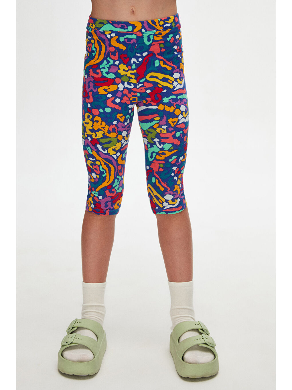 Karışık Kız Çocuk Abstract Leopard Desen Kapri-1