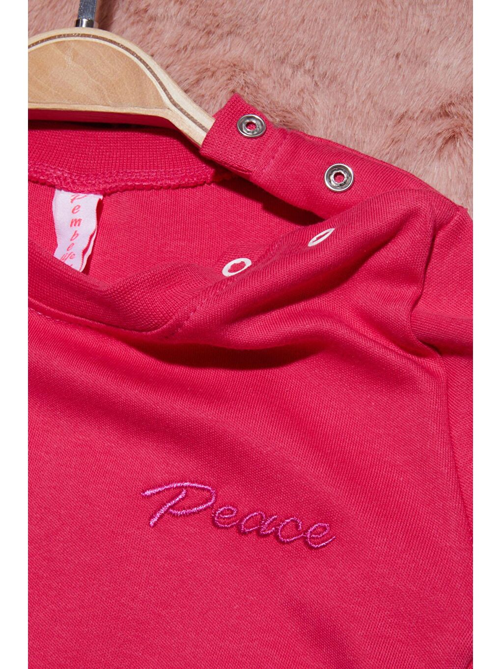 Pembe Yazı Nakışlı Kız Çocuk Çıtçıtlı Sweatshirt 16416-1