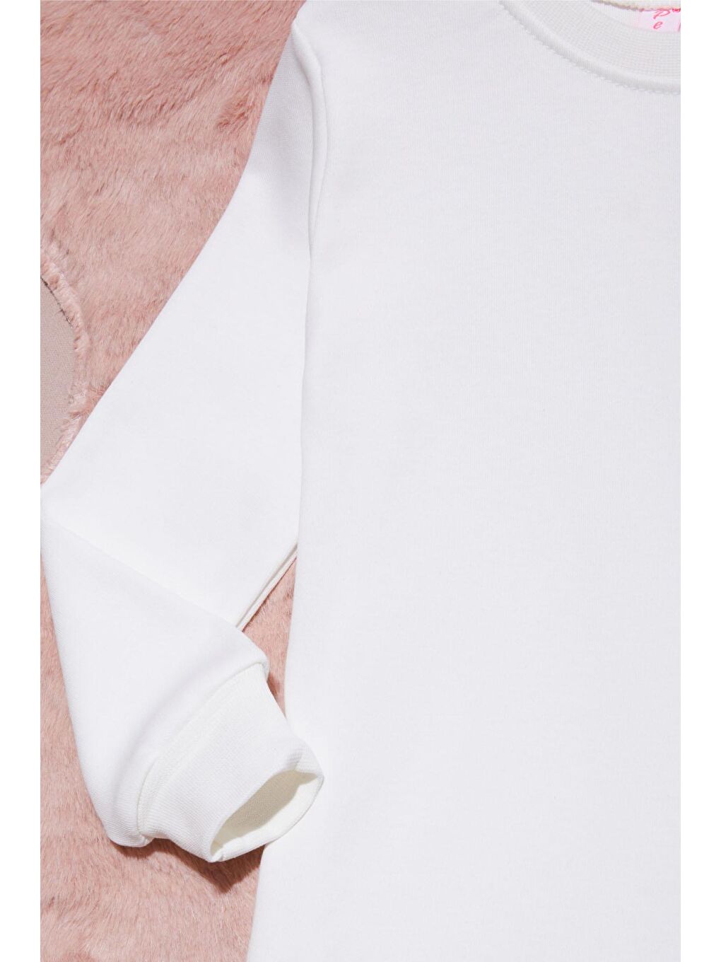 Ekru Yazı Nakışlı Kız Çocuk Çıtçıtlı Sweatshirt 16417-1