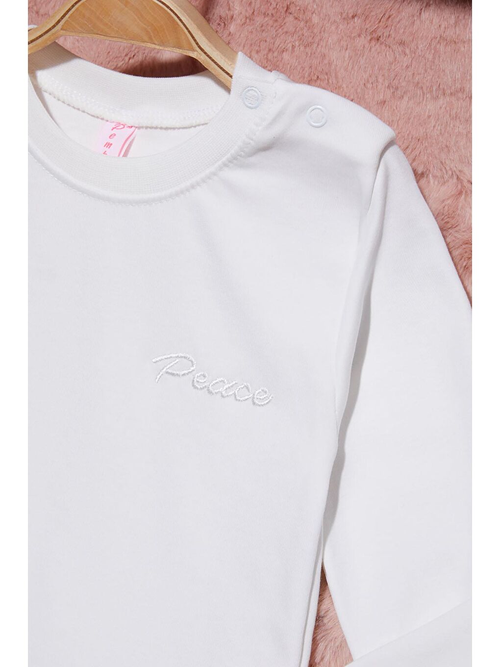 Ekru Yazı Nakışlı Kız Çocuk Çıtçıtlı Sweatshirt 16417-2