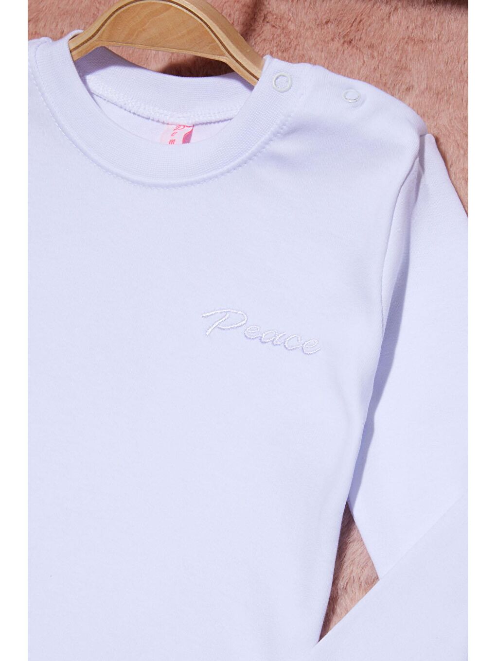 Beyaz Yazı Nakışlı Kız Çocuk Çıtçıtlı Sweatshirt 16418-1