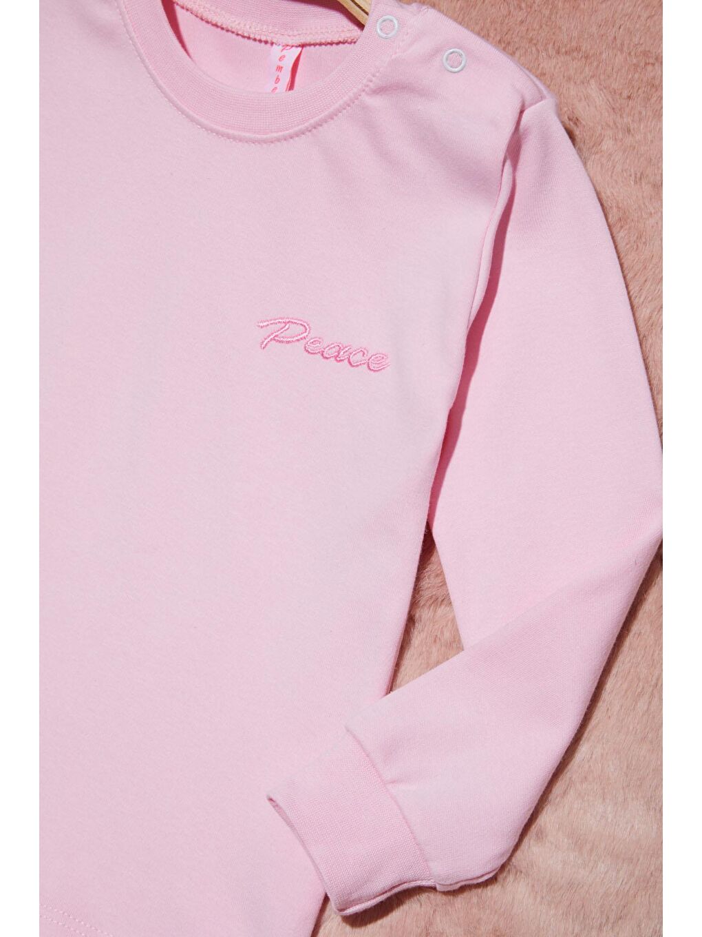Açık Pembe Yazı Nakışlı Kız Çocuk Çıtçıtlı Sweatshirt 16419-1
