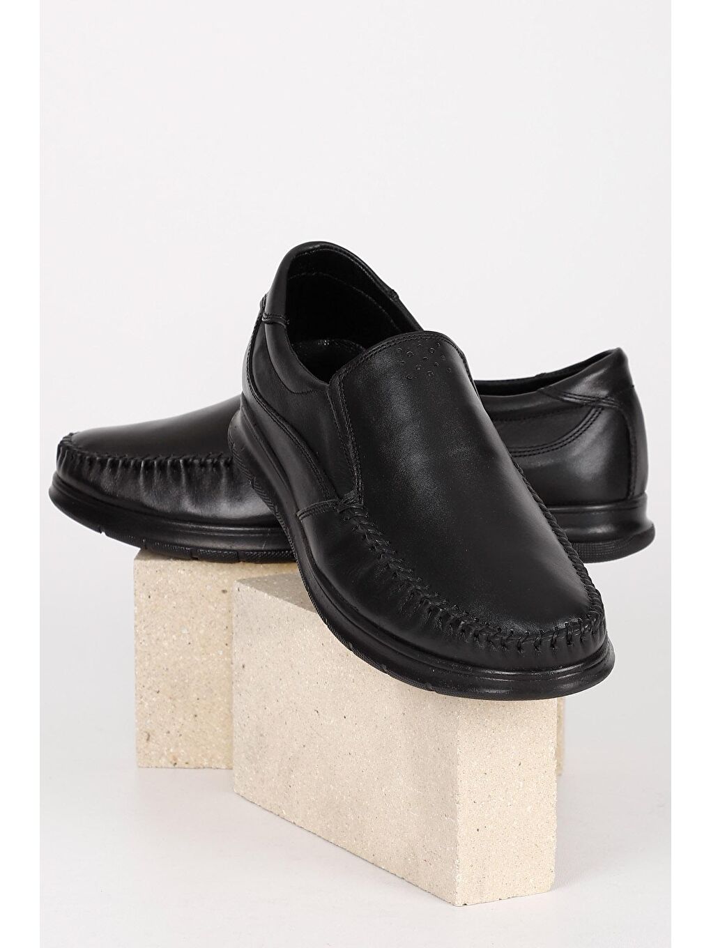 Siyah Gön Hakiki Deri Erkek Günlük Ayakkabı 01465