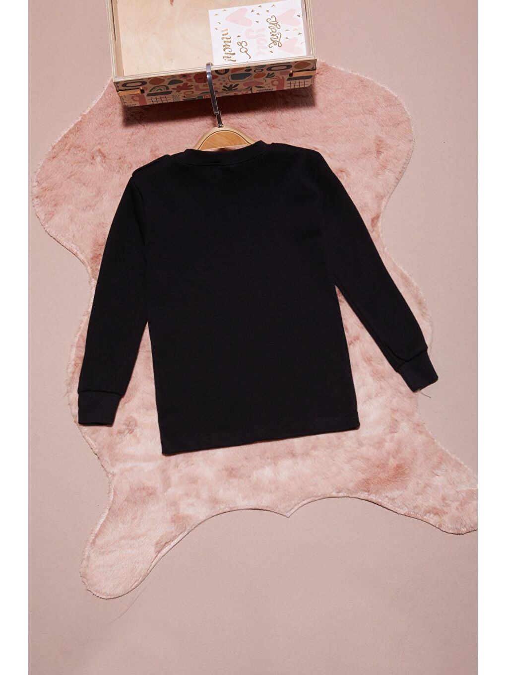 Siyah Yazı Nakışlı Kız Çocuk Çıtçıtlı Sweatshirt 16420-2