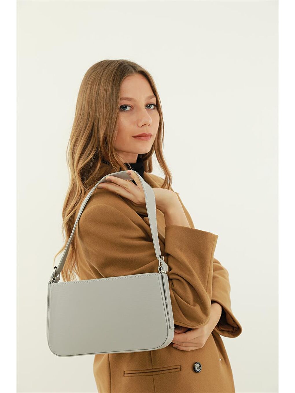 Jade Kemer Askılı  Baget  Kadın Çanta - Gri-5