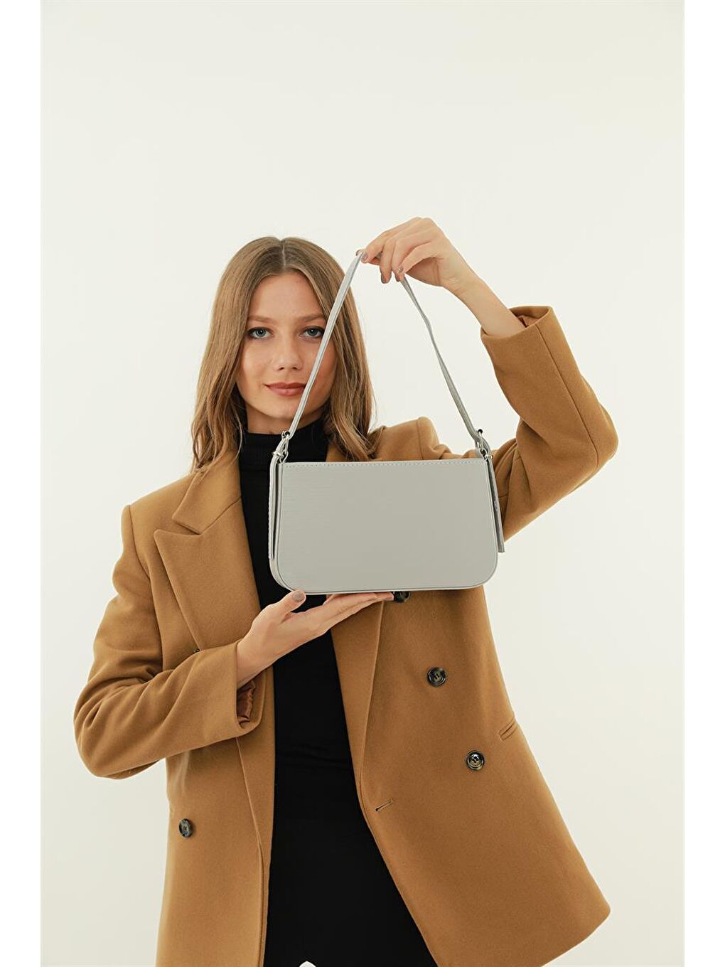 Jade Kemer Askılı  Baget  Kadın Çanta - Gri-6