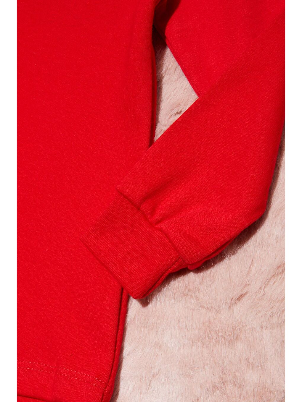 Kırmızı Yazı Nakışlı Kız Çocuk Çıtçıtlı Sweatshirt 16421-2