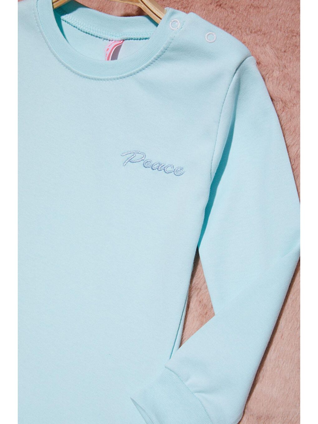 Yeşil Mint Yazı Nakışlı Kız Çocuk Çıtçıtlı Sweatshirt 16422-1