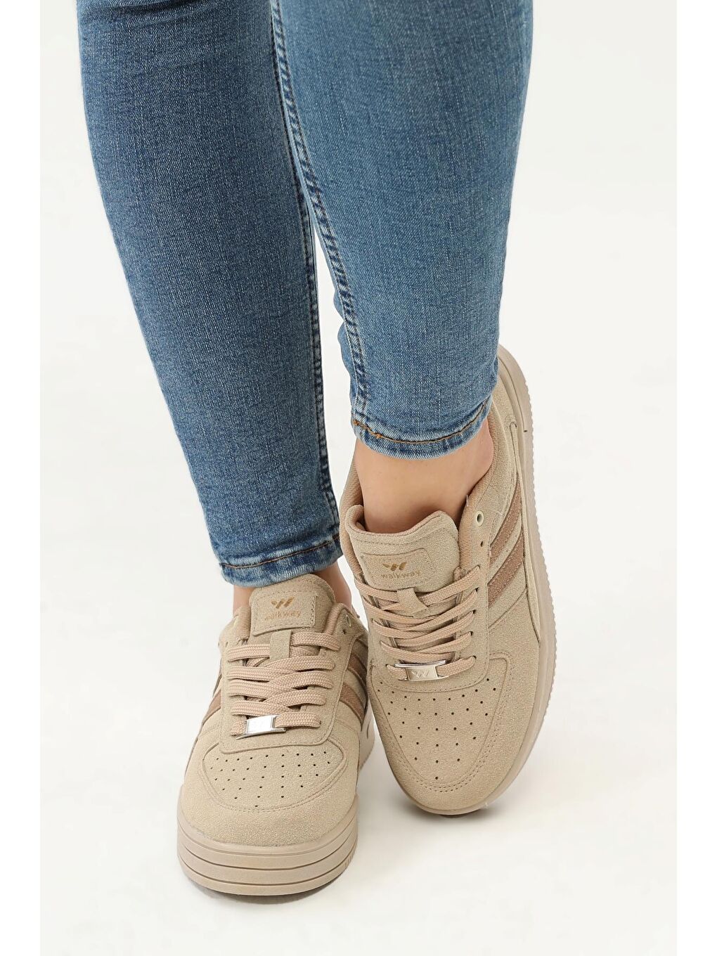 Bej Sandy Kum Tek Renk Sneaker-4