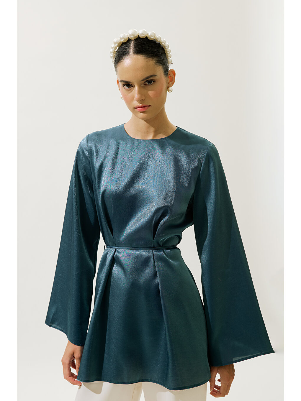 Hana Organze Bluz Petrol-1