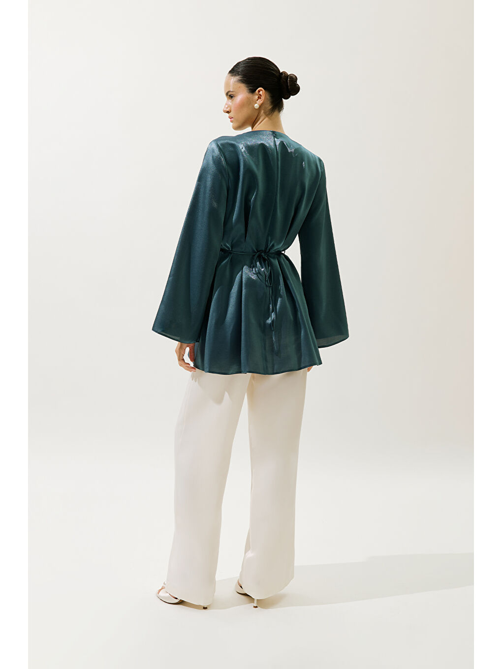 Hana Organze Bluz Petrol-3