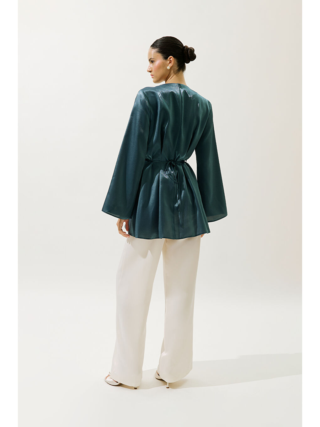 Hana Organze Bluz Petrol-4