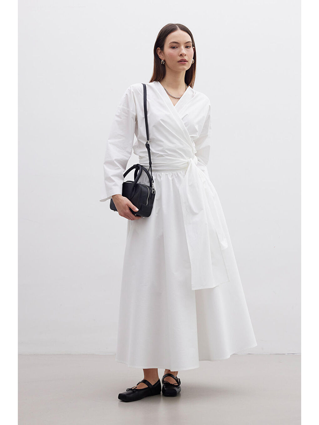 Ekru Kimono Tarz Premium Bluz-1