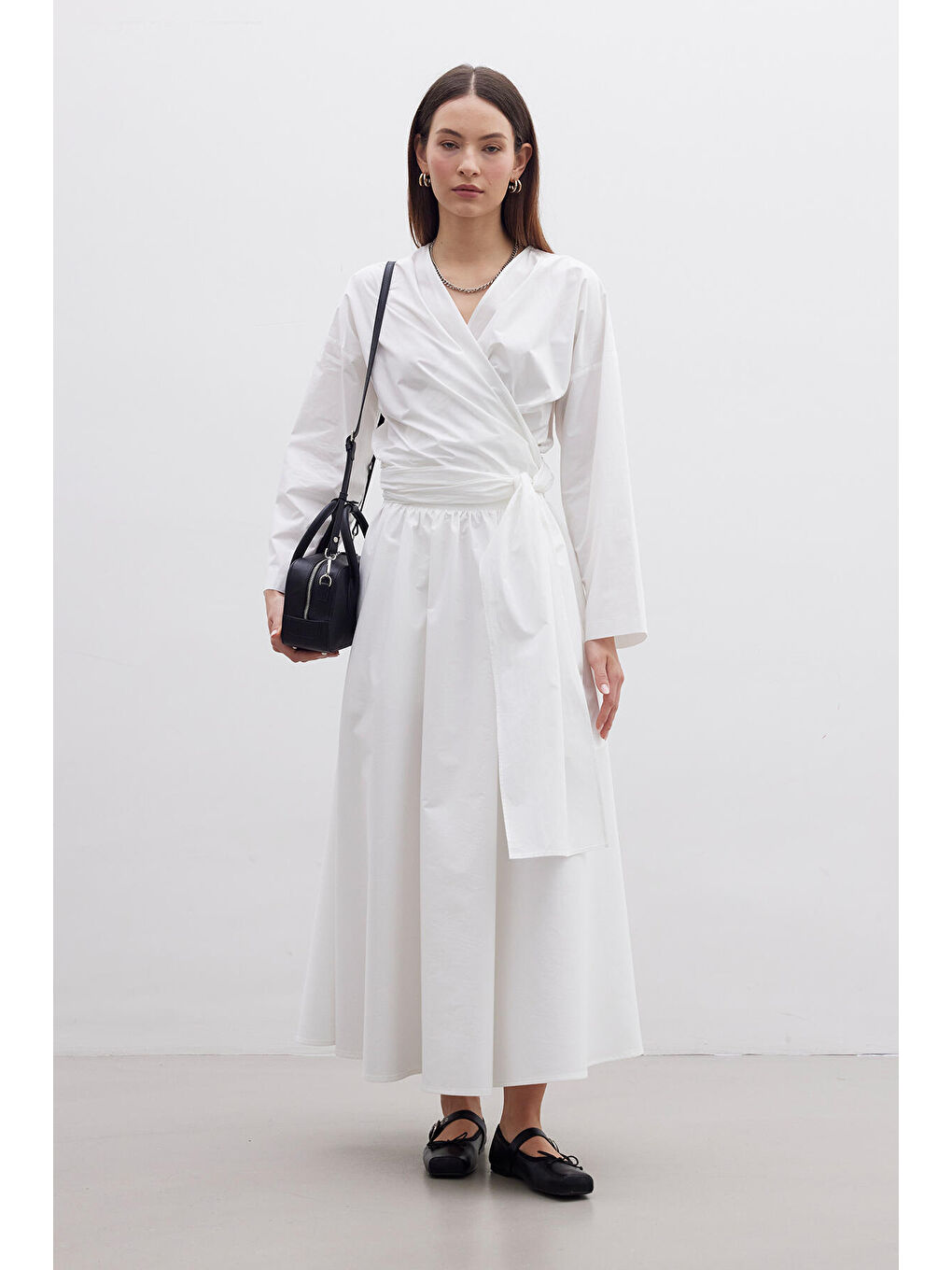 Ekru Kimono Tarz Premium Bluz-2