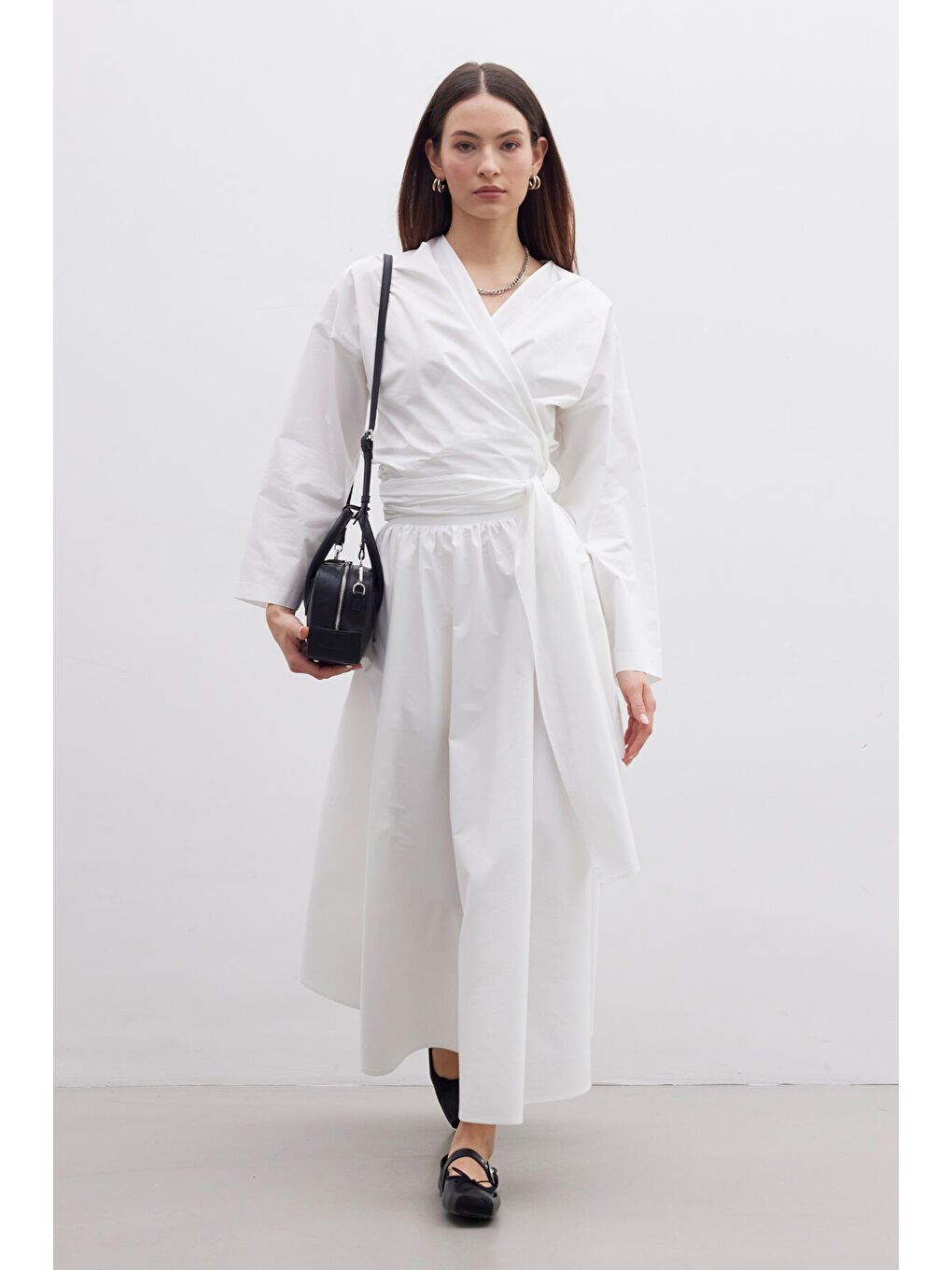 Ekru Kimono Tarz Premium Bluz-3