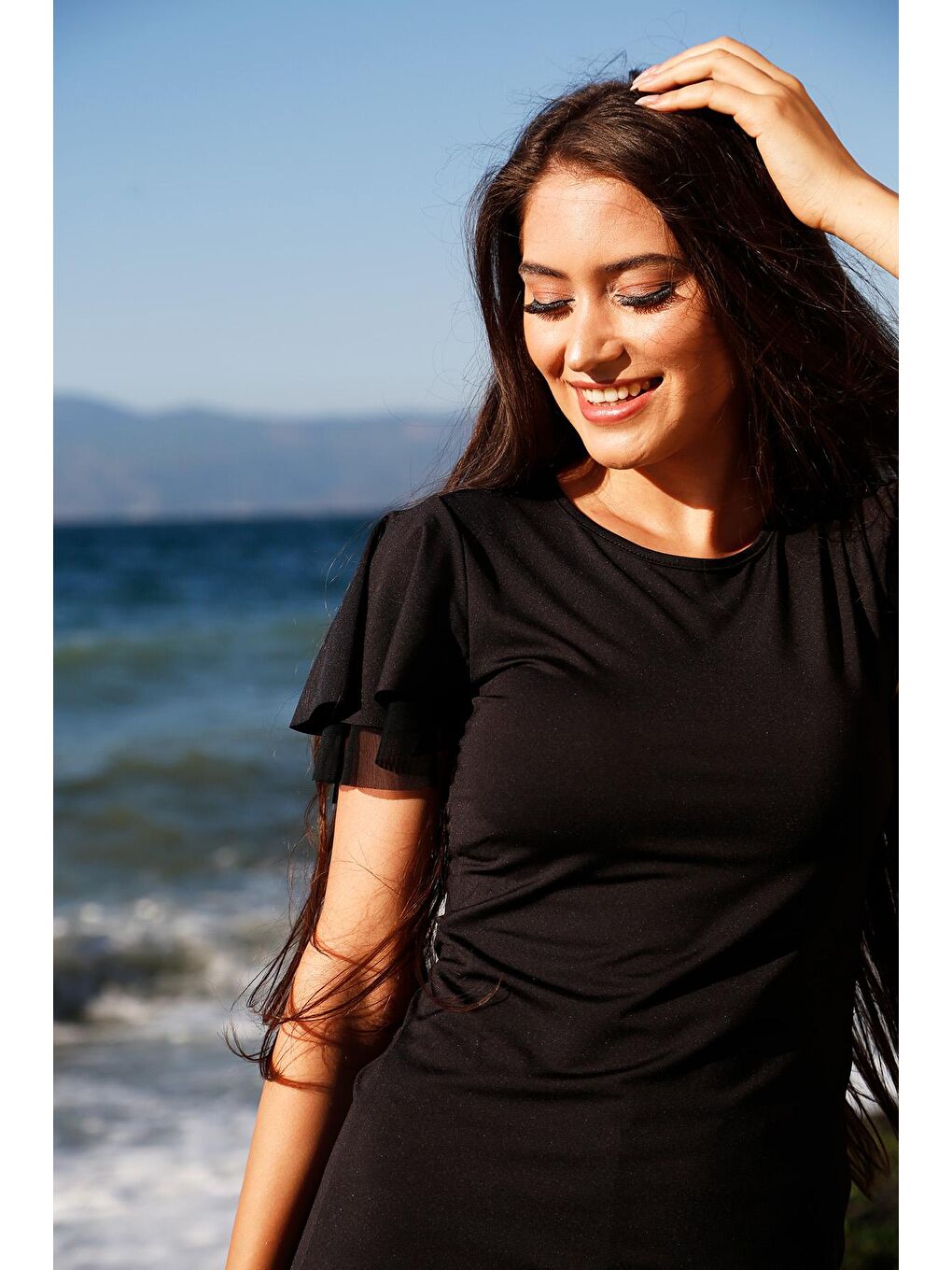 Siyah Kısa Kollu Taytlı Yarı Kapalı Mayo R016 Betül-4